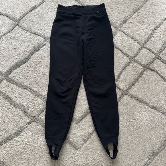 vintage Schoeller black snow ski pants black high rise stirrups 8 long - Picture 1 of 10
